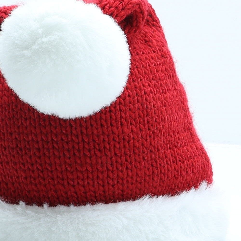F&F Womens Red Acrylic Bobble Hat One Size - Mrs Claus