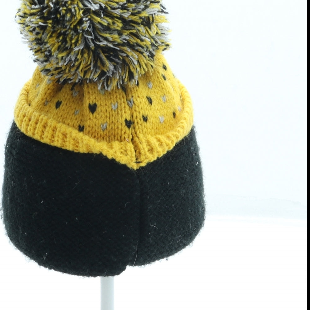 F&F Boys Black Acrylic Bobble Hat One Size - Penguin
