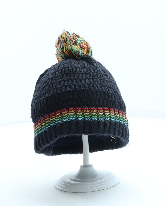 F&F Boys Blue Acrylic Bobble Hat One Size - Pom Pom