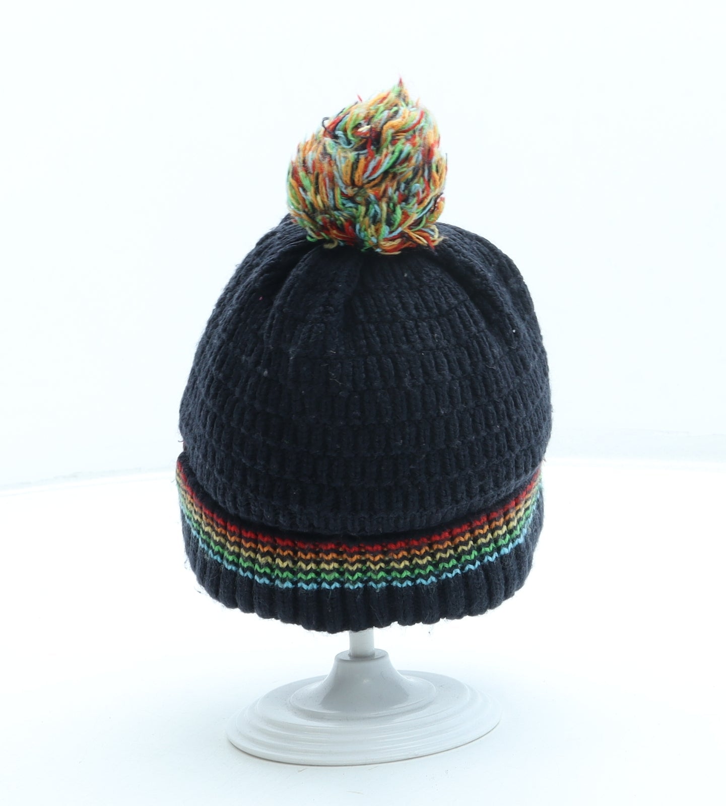 F&F Boys Blue Acrylic Bobble Hat One Size - Pom Pom