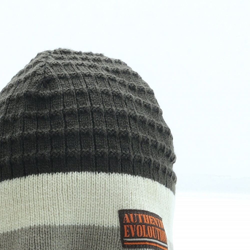 George Boys Brown Striped Acrylic Beanie One Size