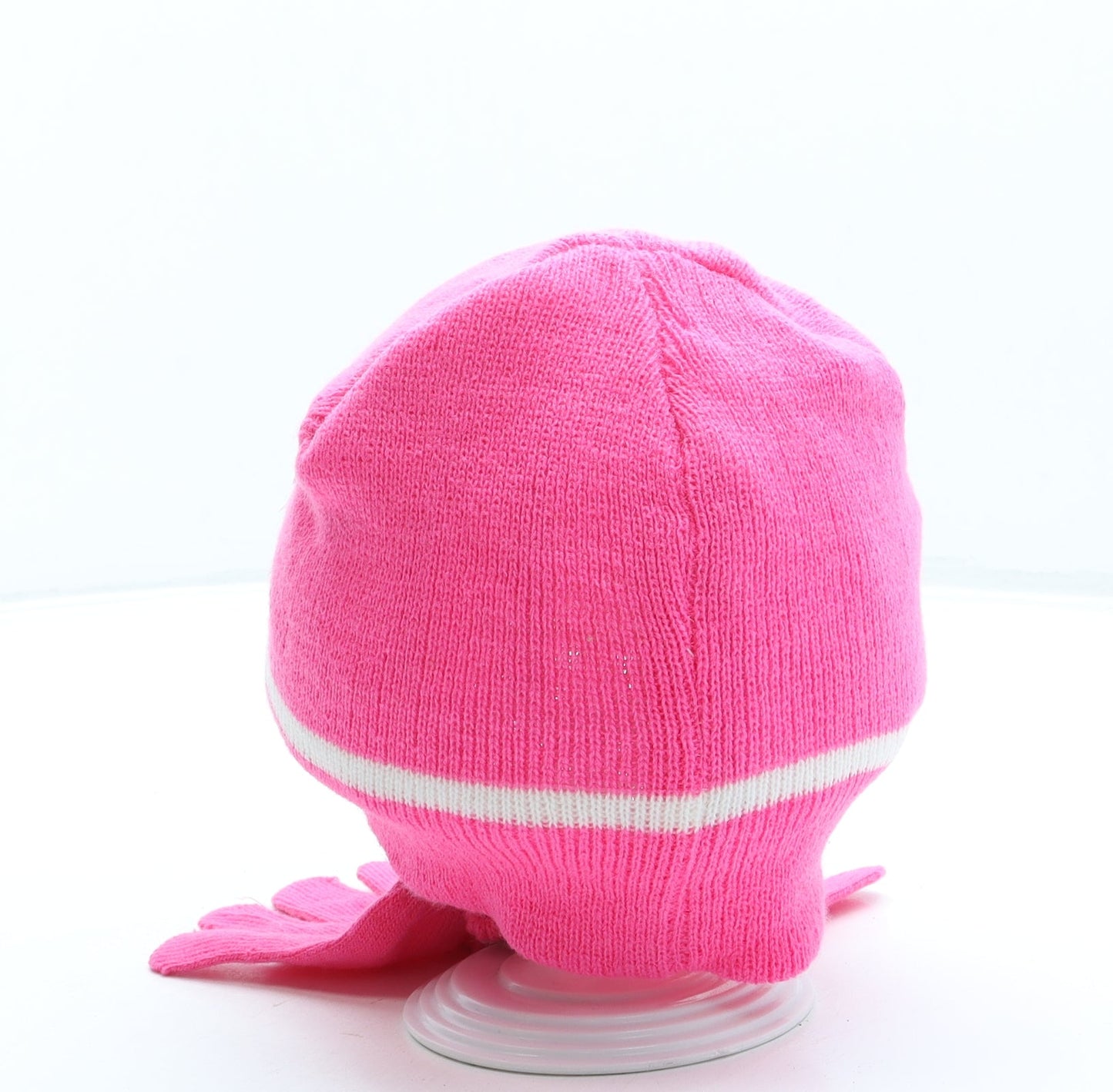 M&Co Girls Pink Acrylic Beanie One Size - Gloves Included