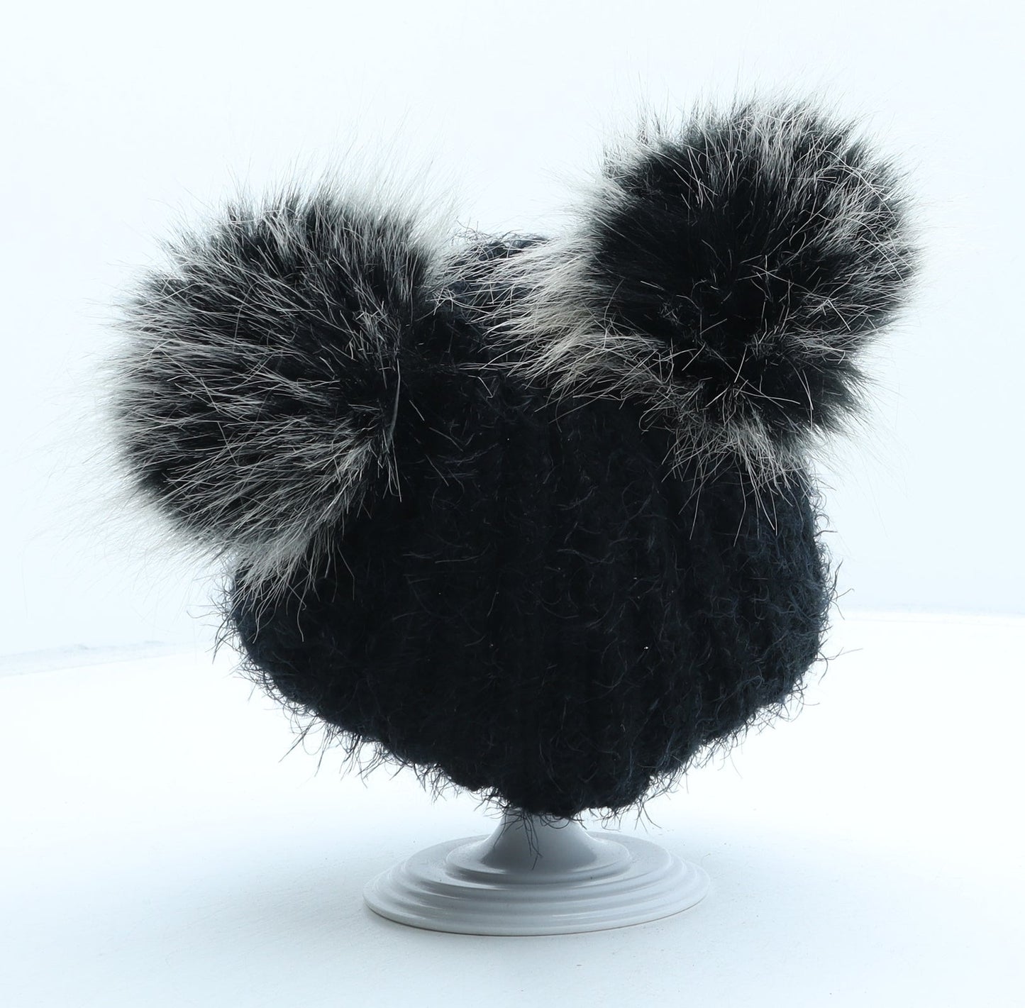 Primark Girls Black Acrylic Bobble Hat One Size