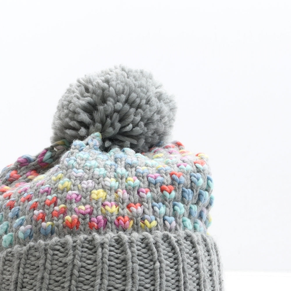 Preworn Girls Grey Acrylic Bobble Hat One Size