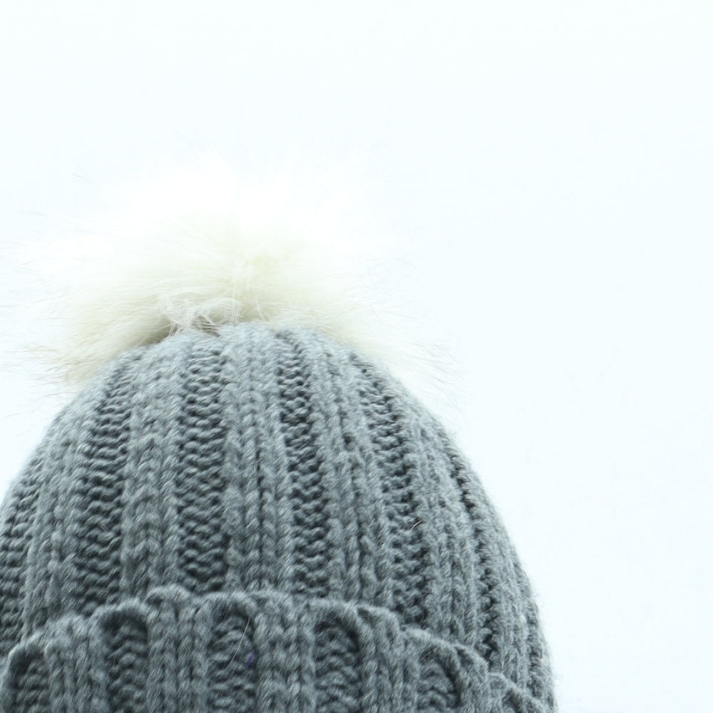 Atmosphere Womens Grey Acrylic Bobble Hat One Size - Pom Pom