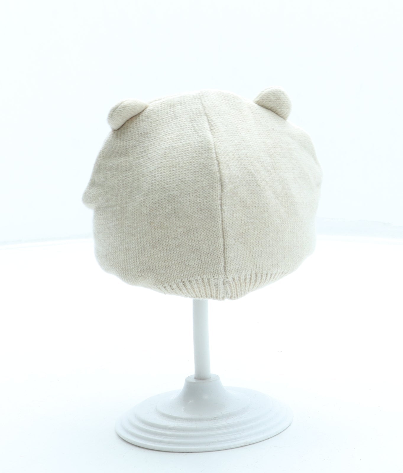 F&F Boys Beige Cotton Beanie One Size - Bear