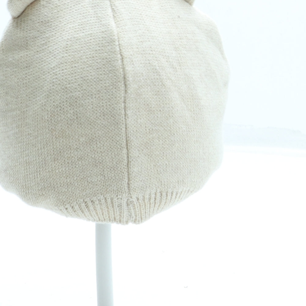 F&F Boys Beige Cotton Beanie One Size - Bear