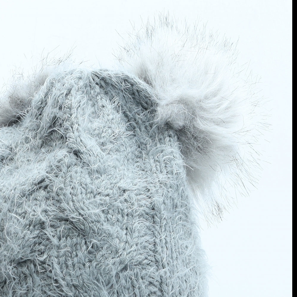 Primark Girls Grey Acrylic Bobble Hat One Size