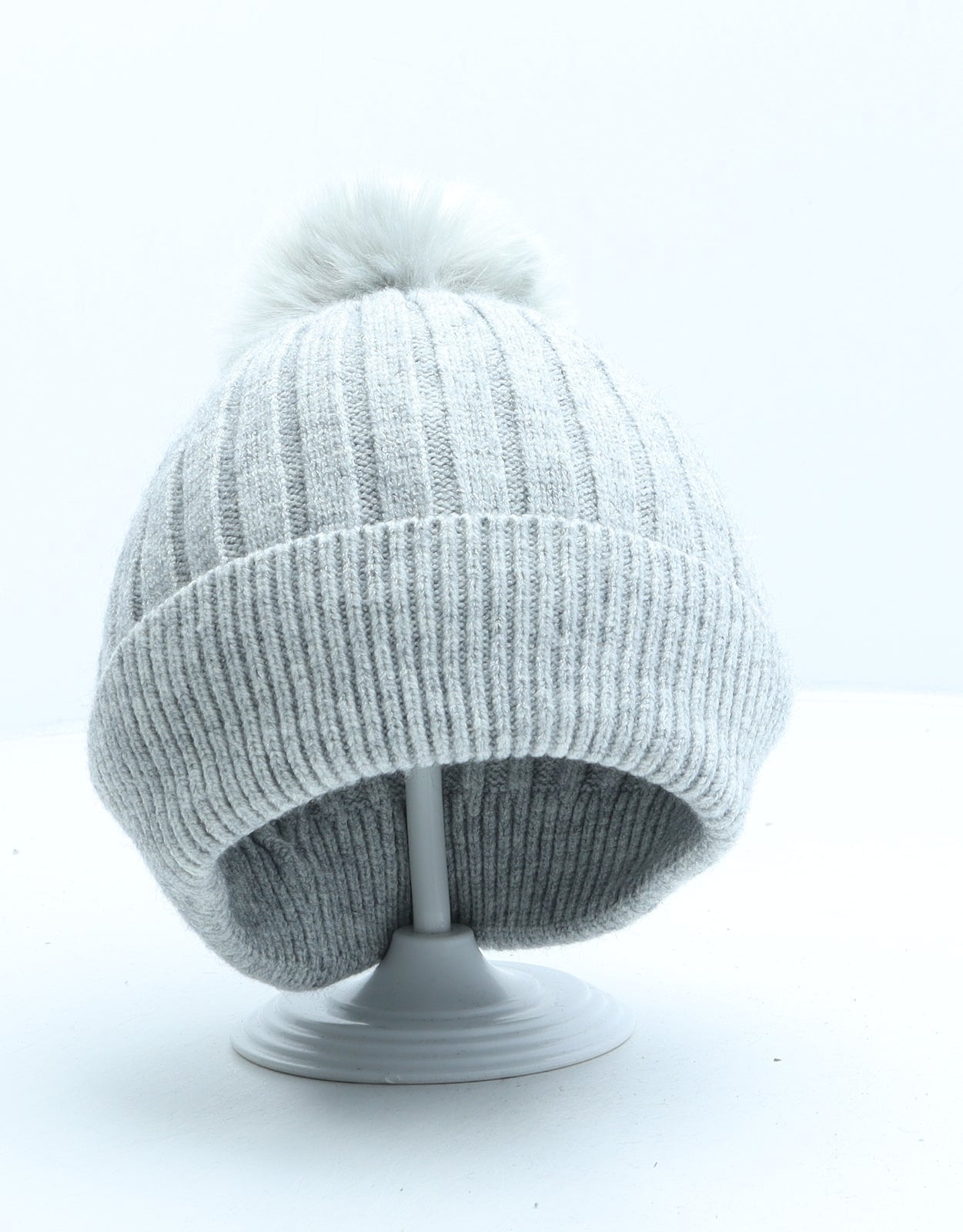 Primark Girls Grey Viscose Bobble Hat One Size
