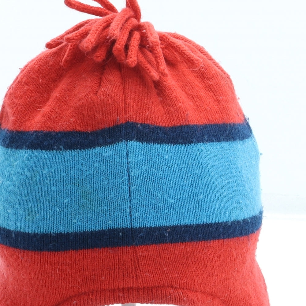 George Boys Red Striped Acrylic Bonnet One Size - Fireman Sam