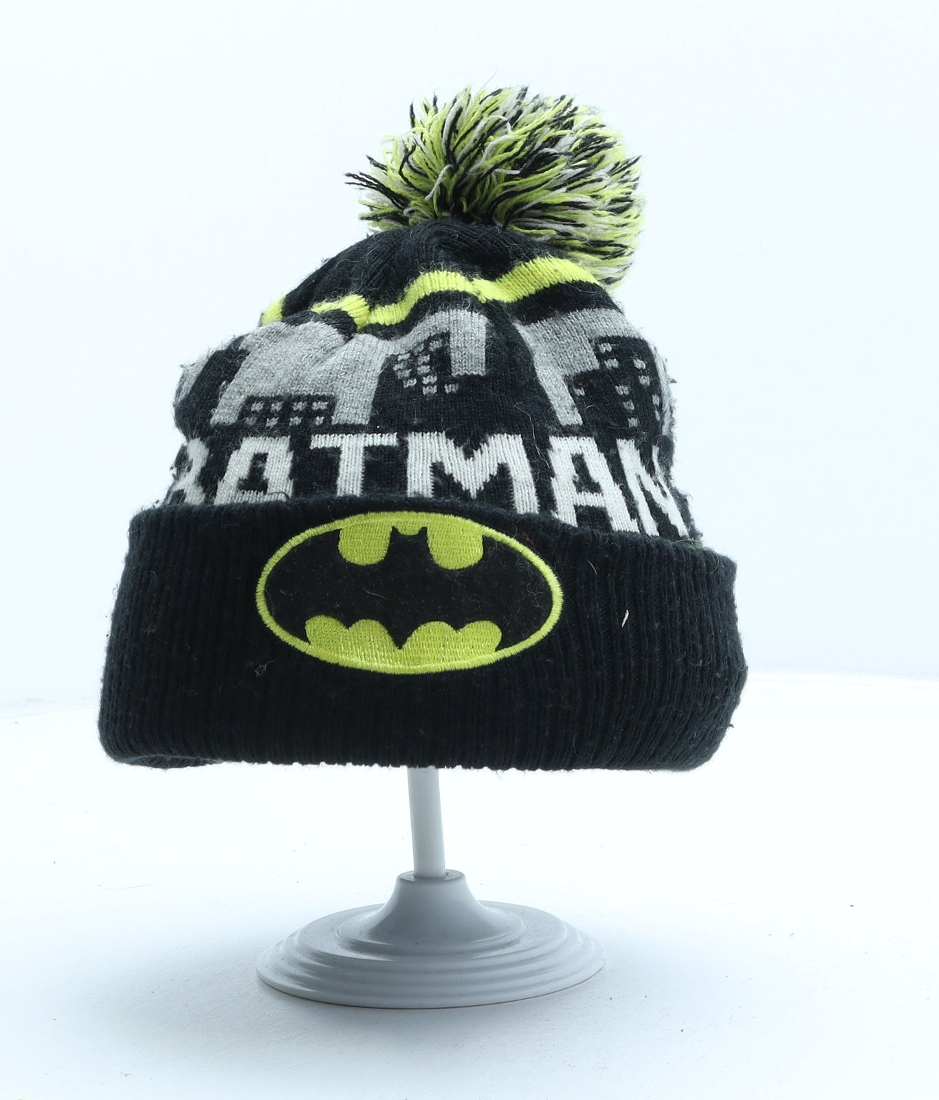 Primark Boys Black Acrylic Bobble Hat Size M