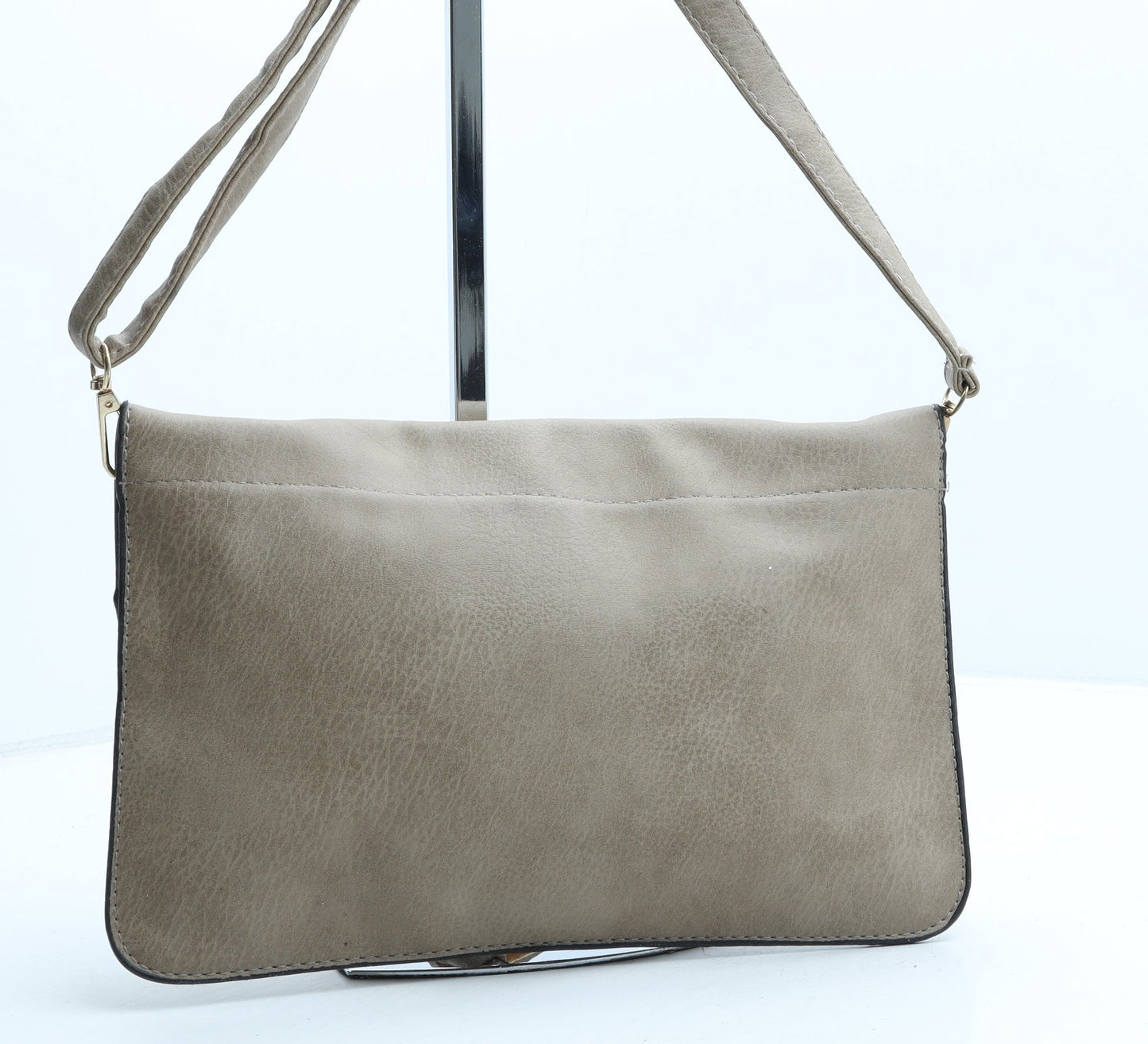 Preworn Womens Greige Polyurethane Crossbody Size Small