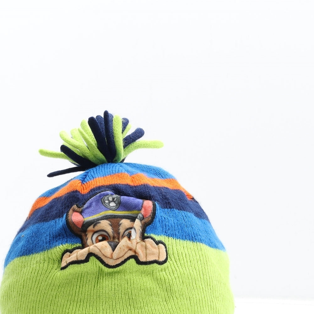 George Boys Blue Colourblock Acrylic Bobble Hat Size S - Paw Patrol