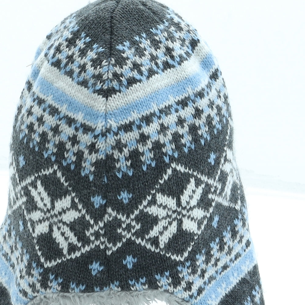 George Boys Blue Fair Isle Acrylic Bonnet One Size