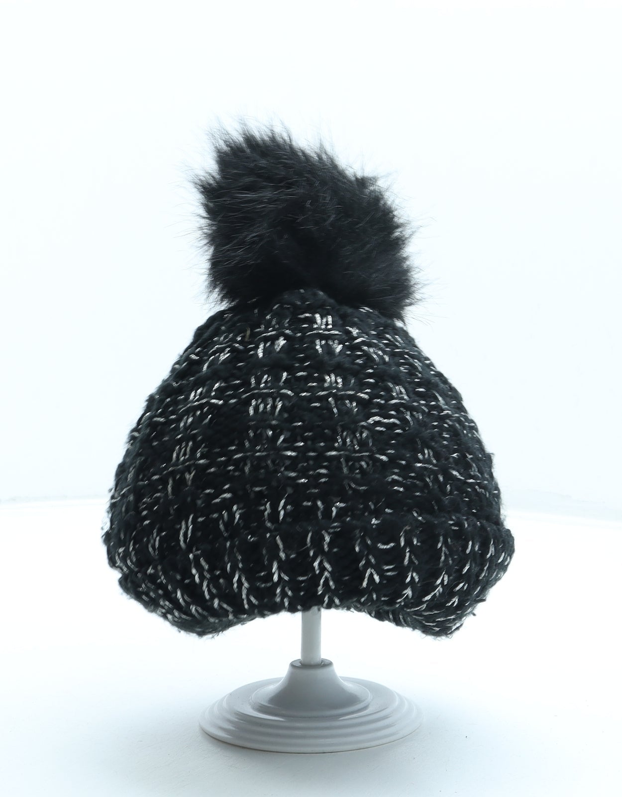 George Girls Black Acrylic Bobble Hat One Size - Pom Pom