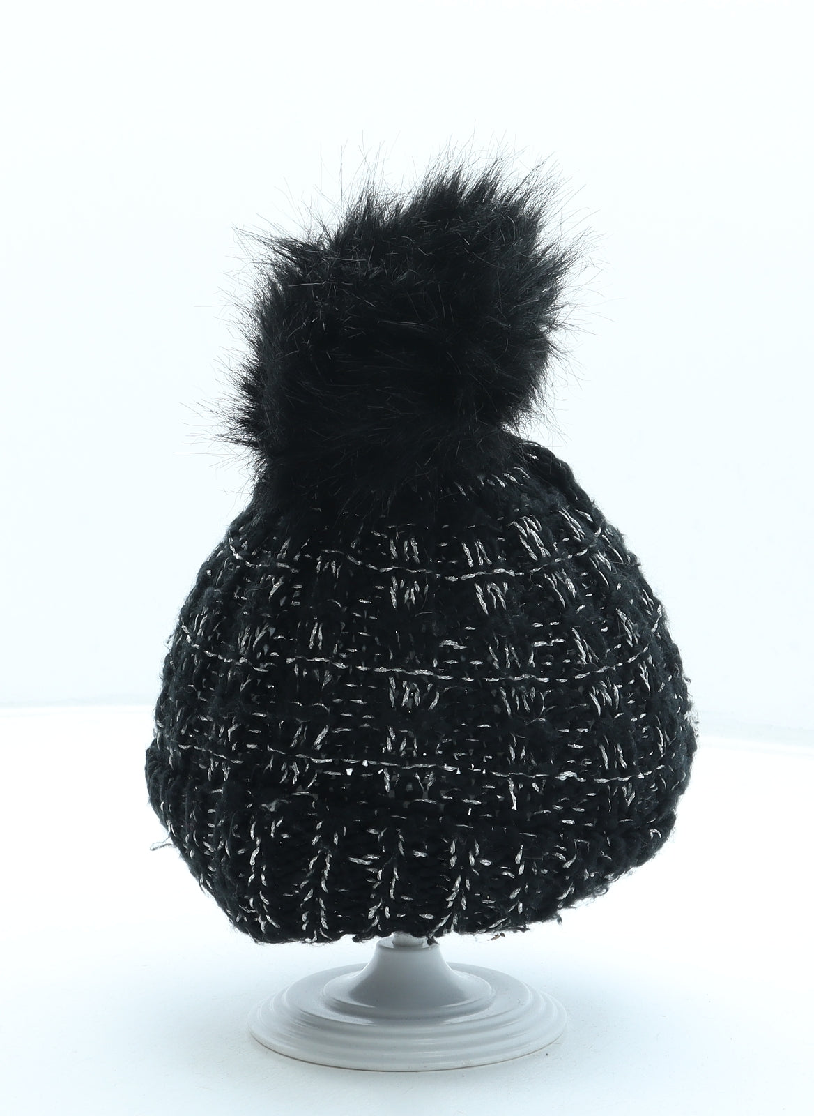 George Girls Black Acrylic Bobble Hat One Size - Pom Pom