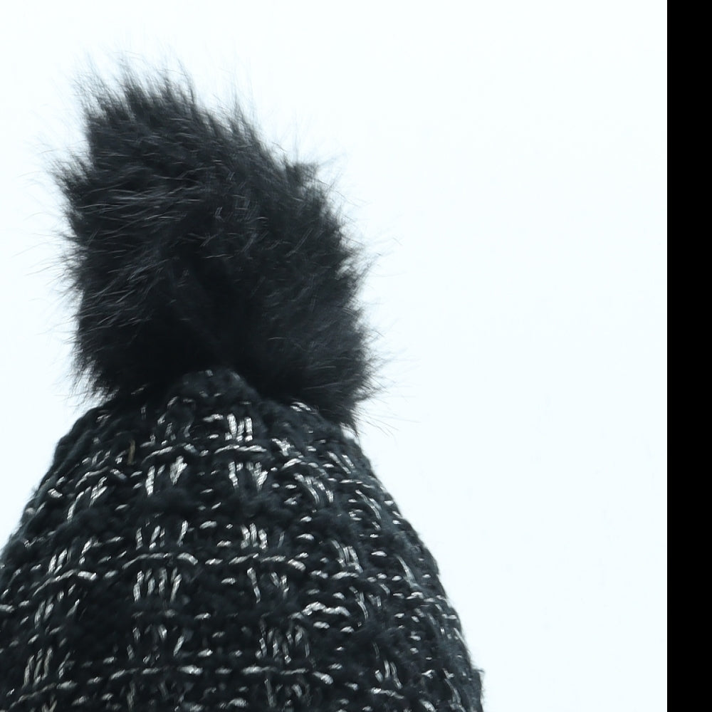 George Girls Black Acrylic Bobble Hat One Size - Pom Pom