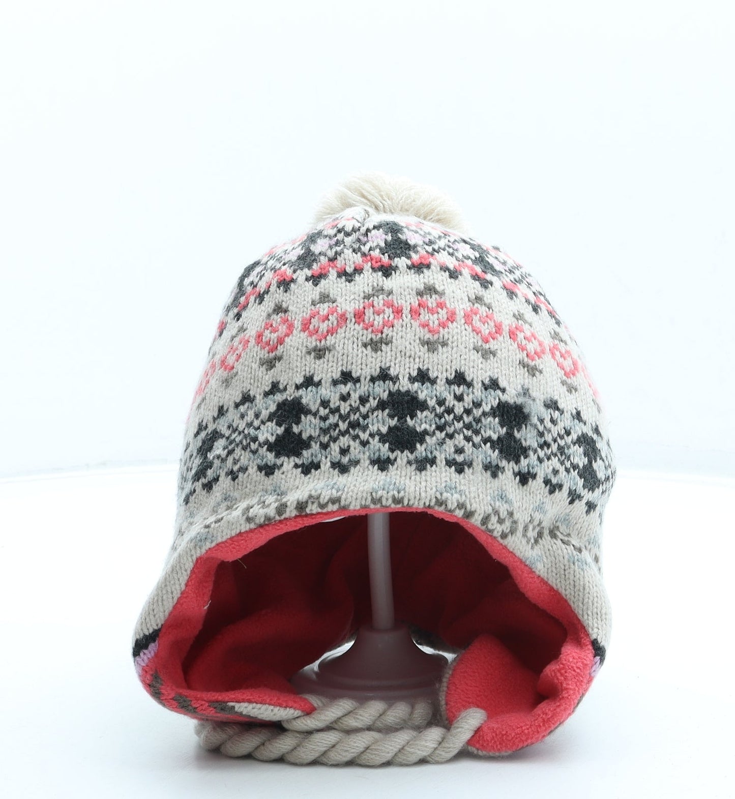 Preworn Girls Pink Geometric Acrylic Bonnet One Size - Pom Pom