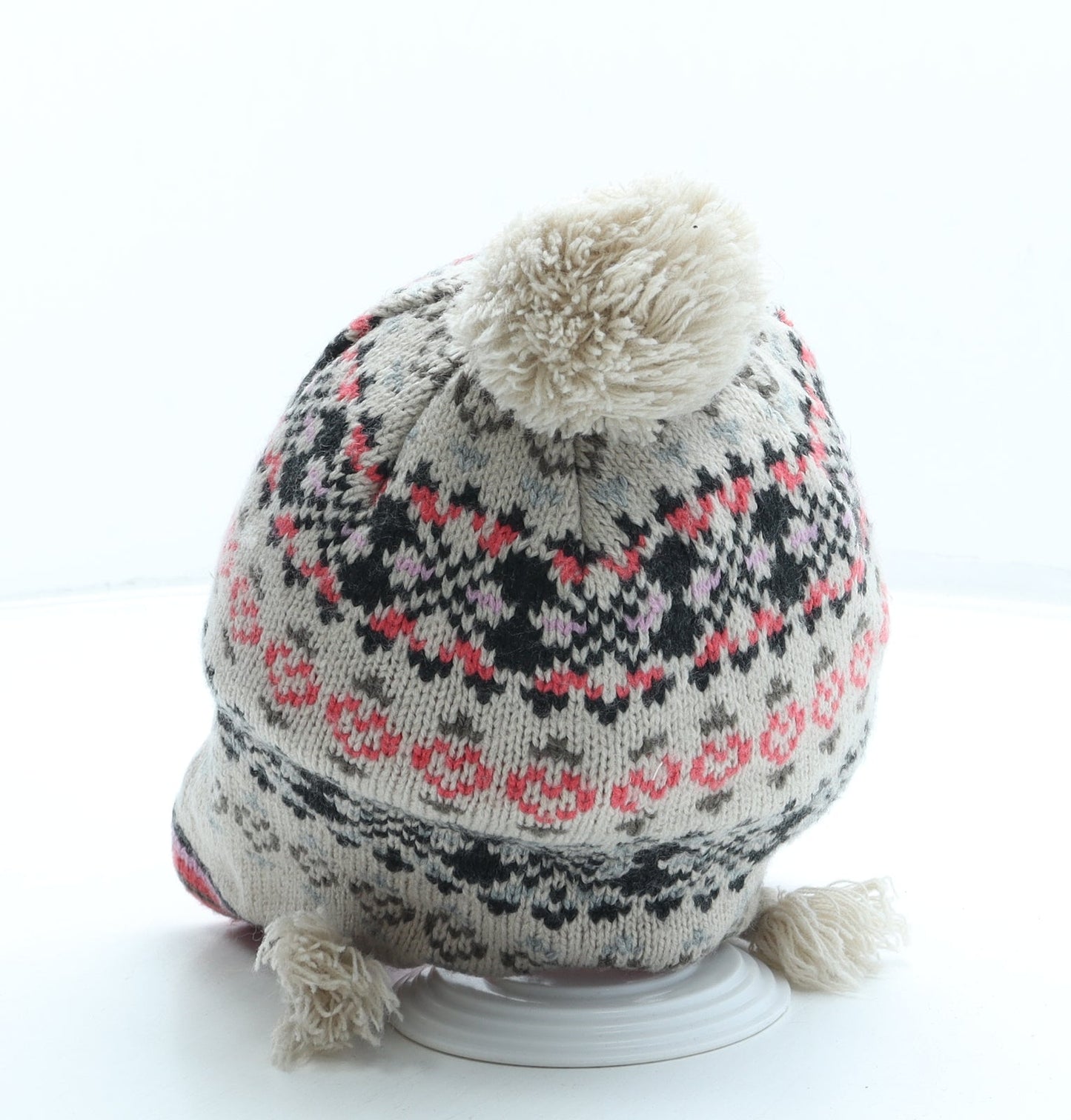 Preworn Girls Pink Geometric Acrylic Bonnet One Size - Pom Pom