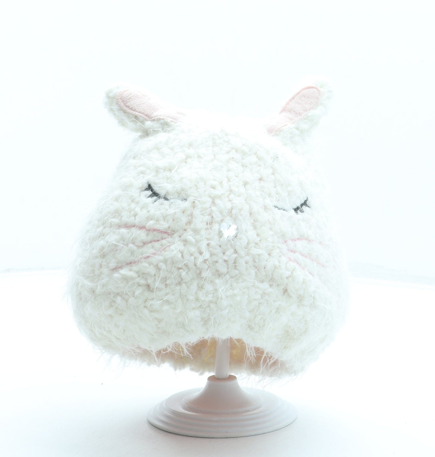 George Girls Ivory Acrylic Beanie One Size - Bunny