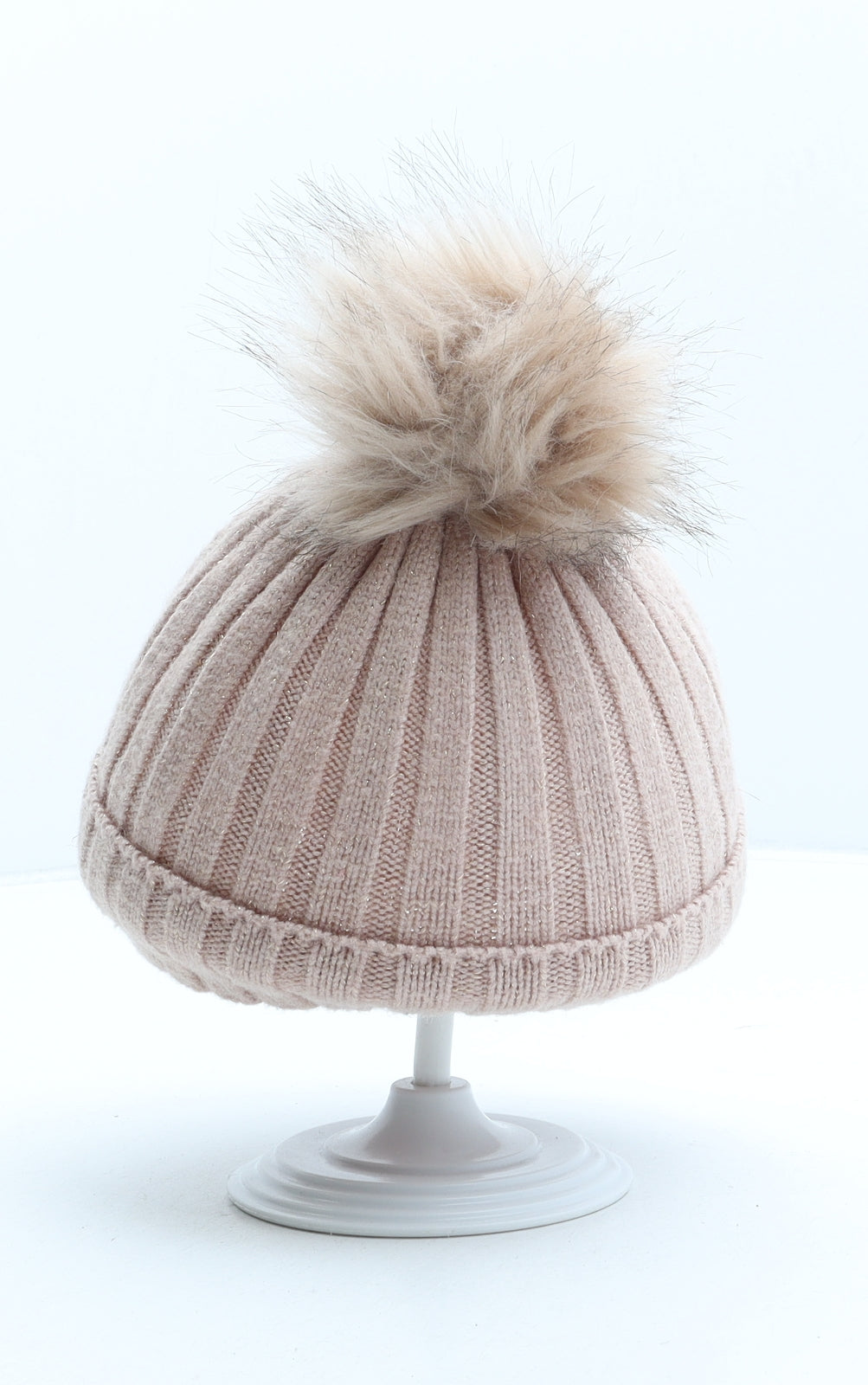 Primark Girls Pink Viscose Bobble Hat Size M