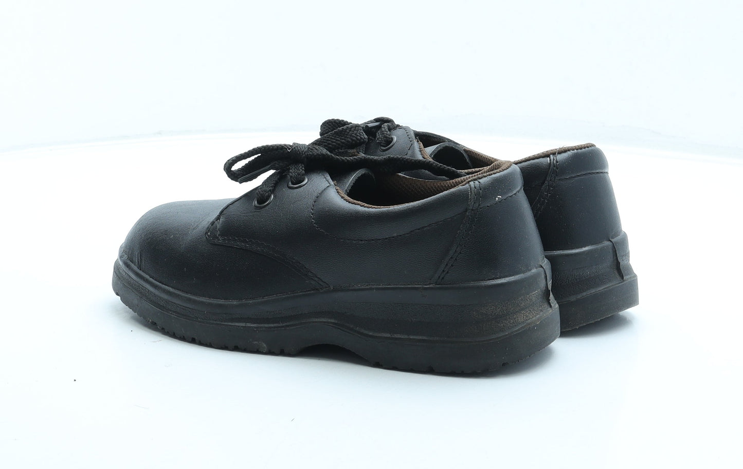 Preworn Womens Black Leather Combat Boot UK 4 37 - Steel toe cap