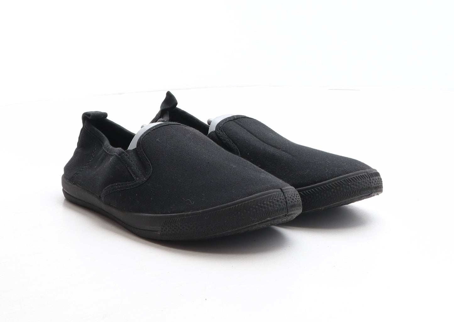 F&F Boys Black Fabric Slip On Casual UK 3 36