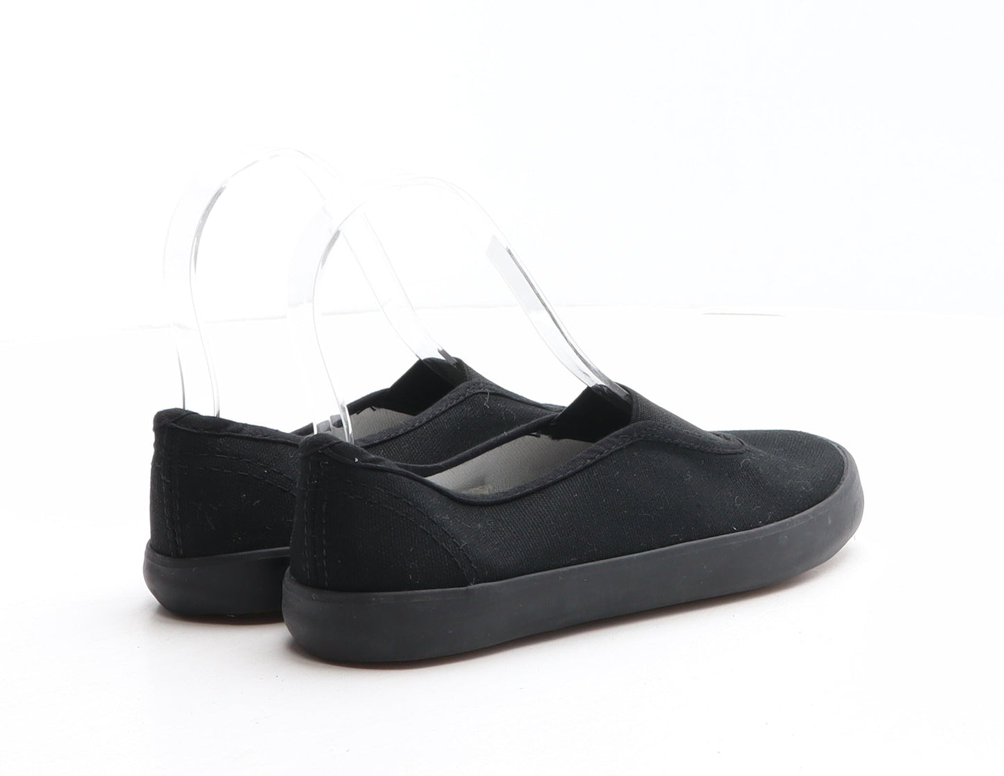 Preworn Girls Black Fabric Slip On Flat UK 1