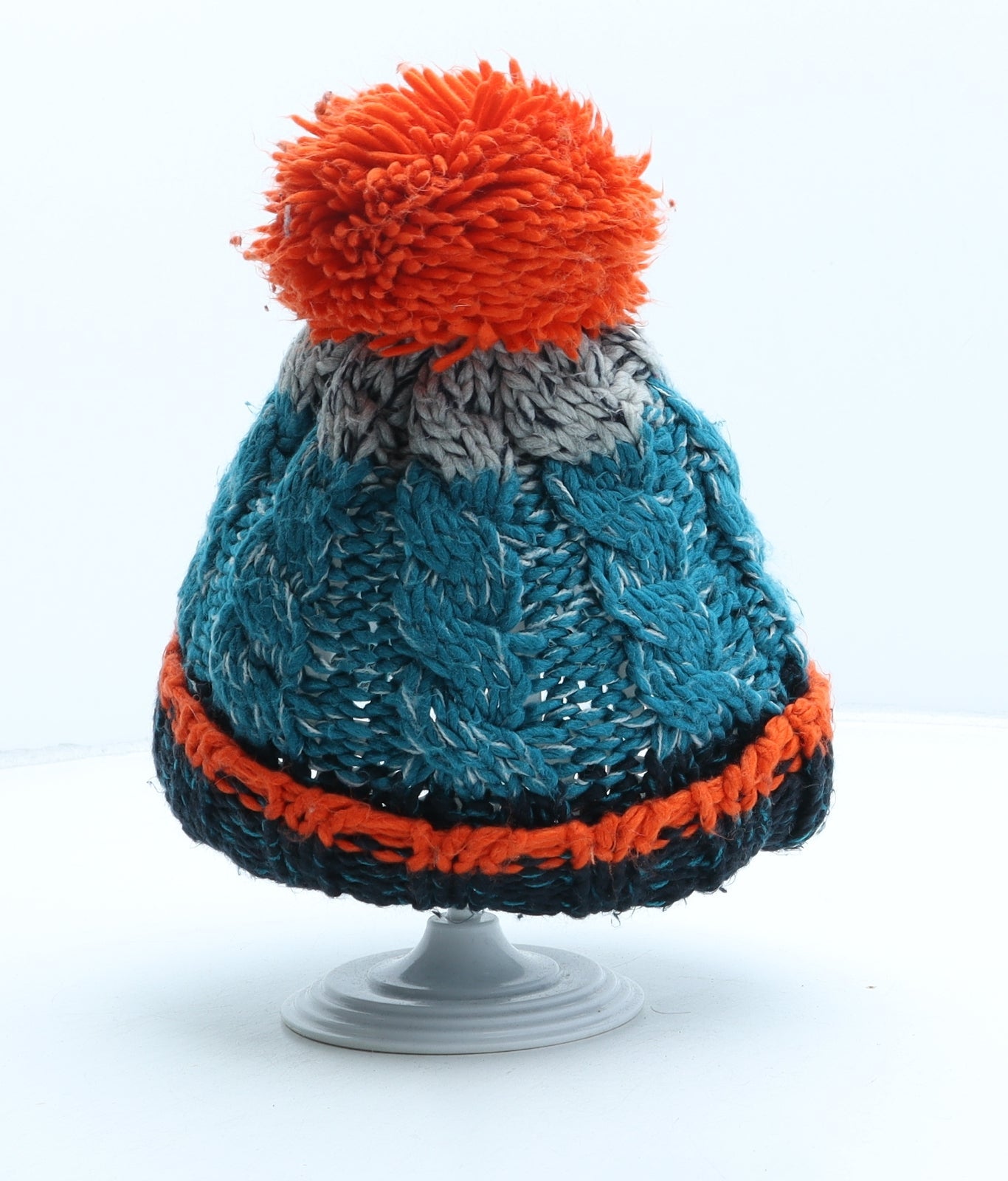 F&F Boys Green Acrylic Bobble Hat One Size