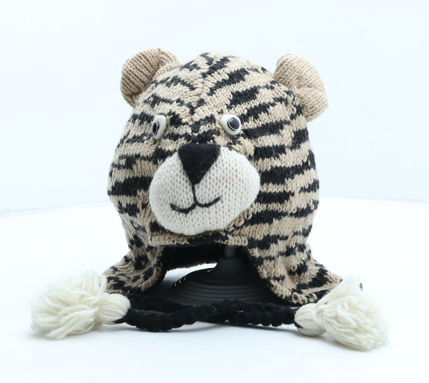 Preworn Boys Brown Striped Acrylic Bonnet One Size - Tiger