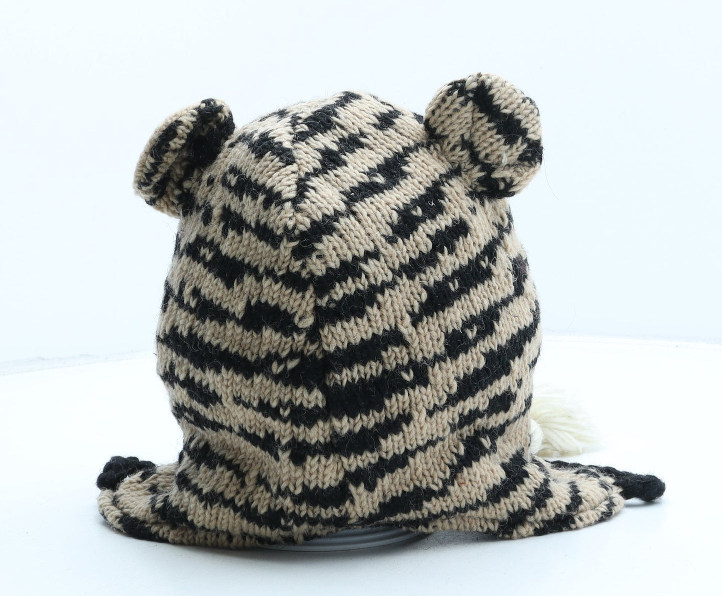 Preworn Boys Brown Striped Acrylic Bonnet One Size - Tiger