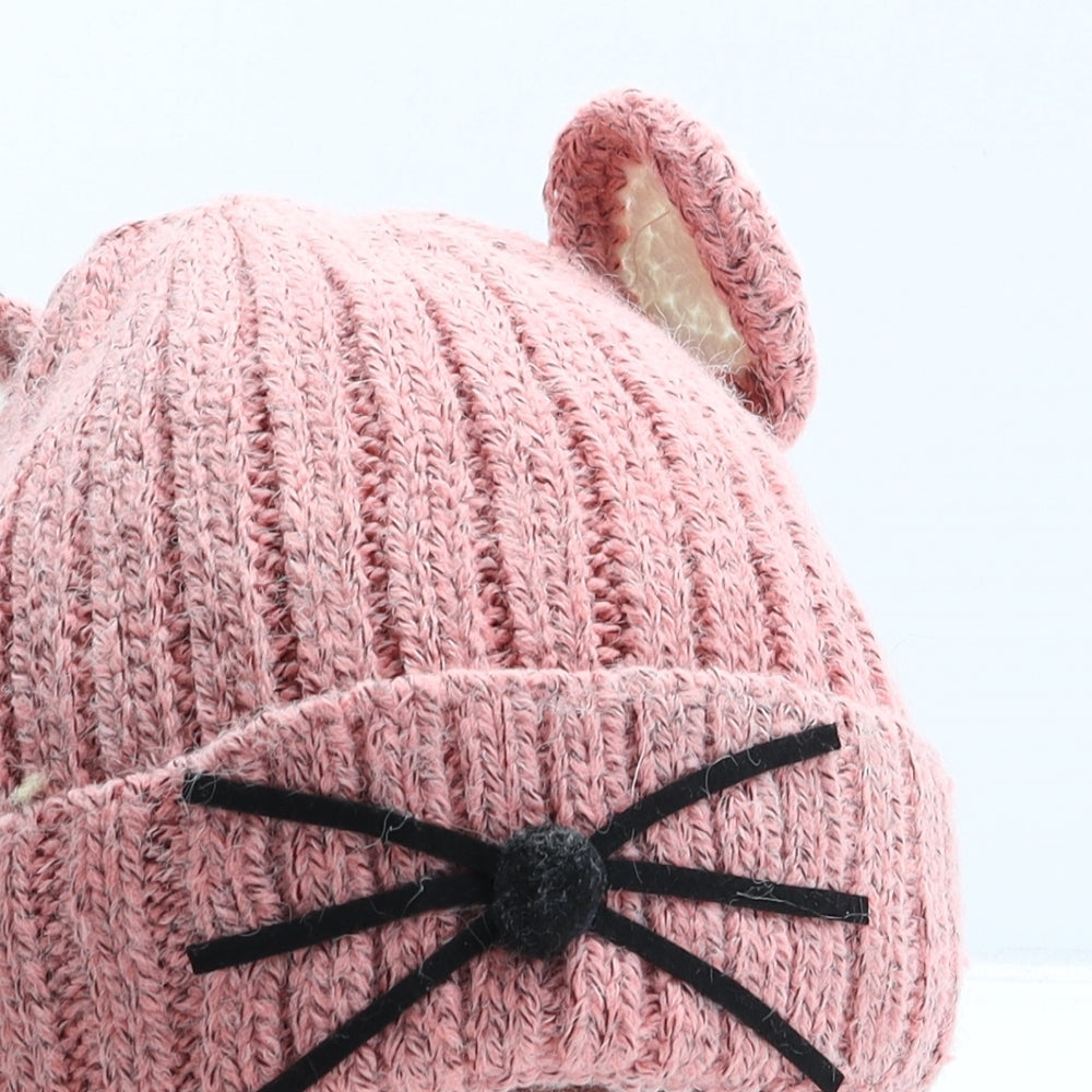 Preworn Girls Pink Acrylic Beanie One Size - Mouse