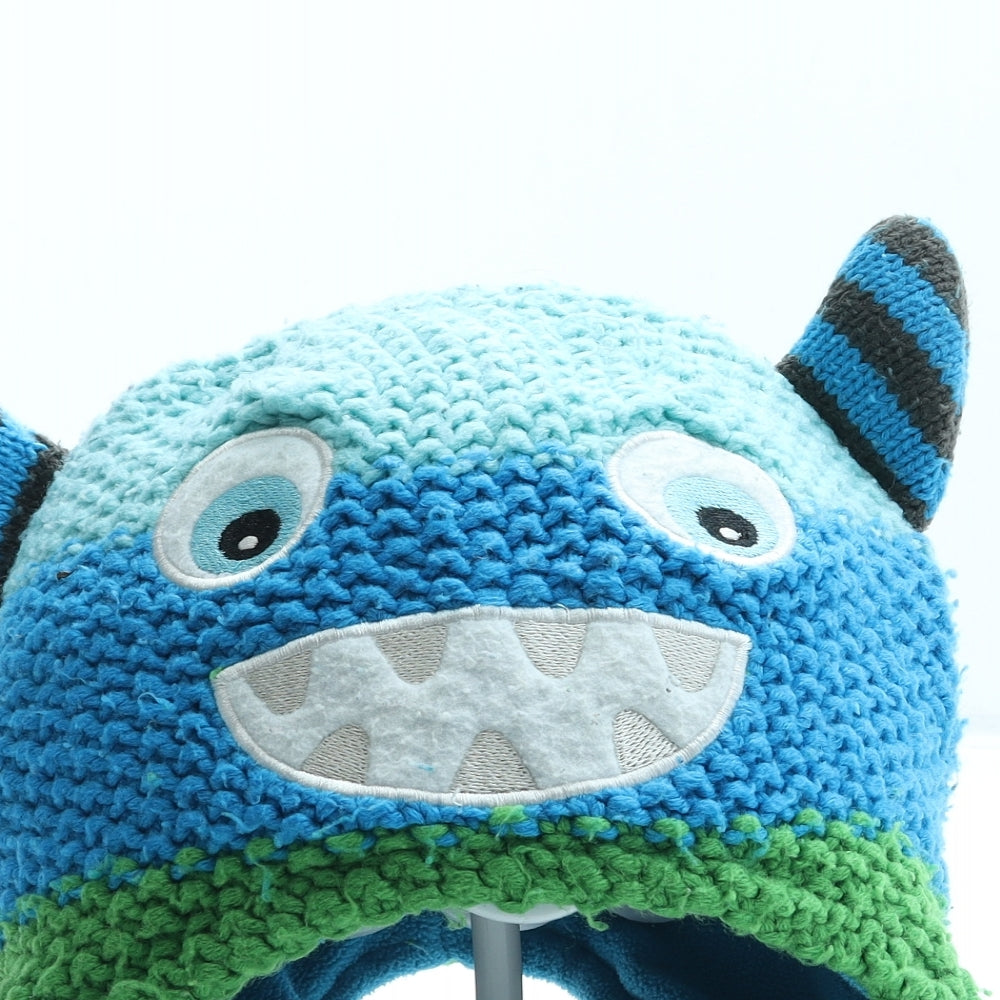 George Boys Multicoloured Striped Acrylic Bonnet Size S - Monster