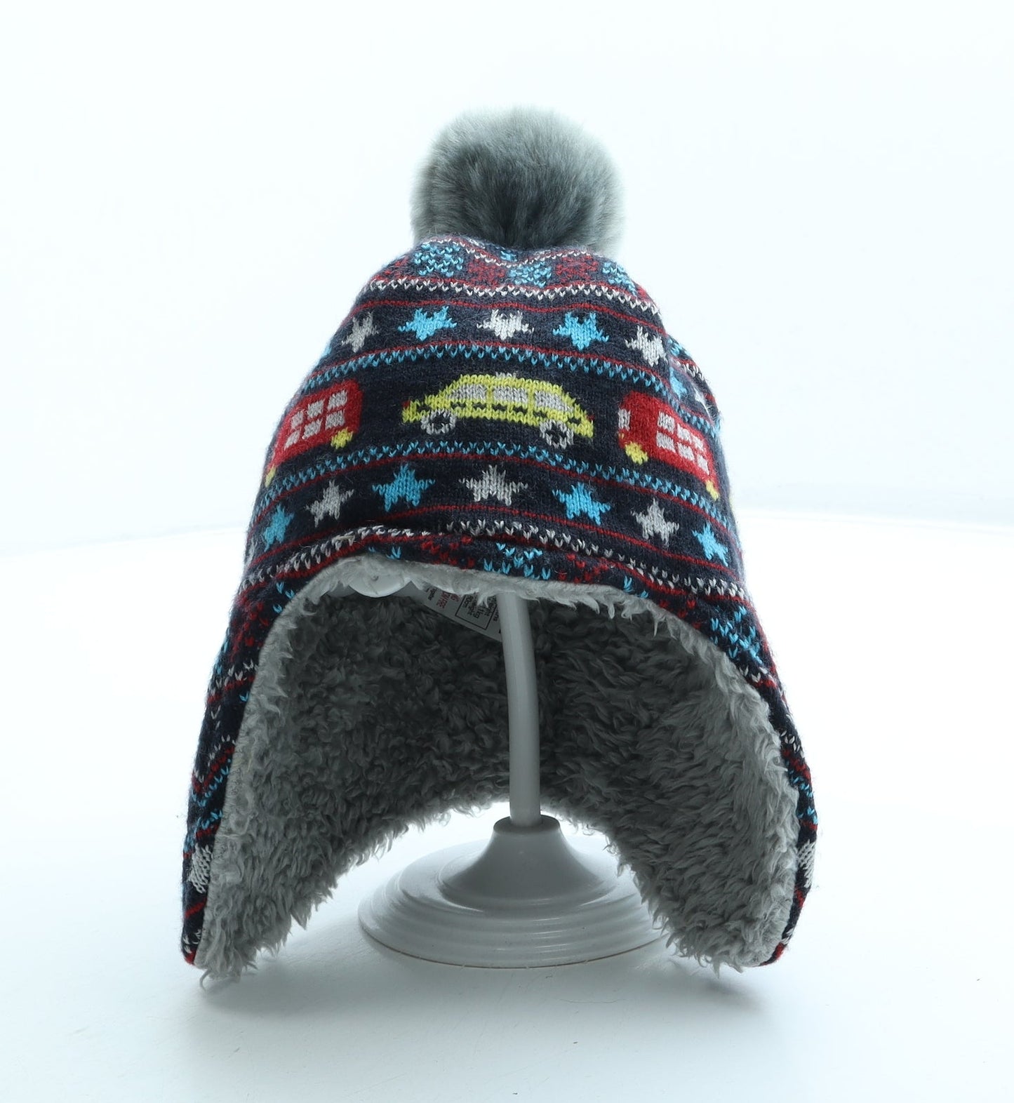 George Boys Multicoloured Fair Isle Acrylic Bonnet Size S - Traffic Pom Pom