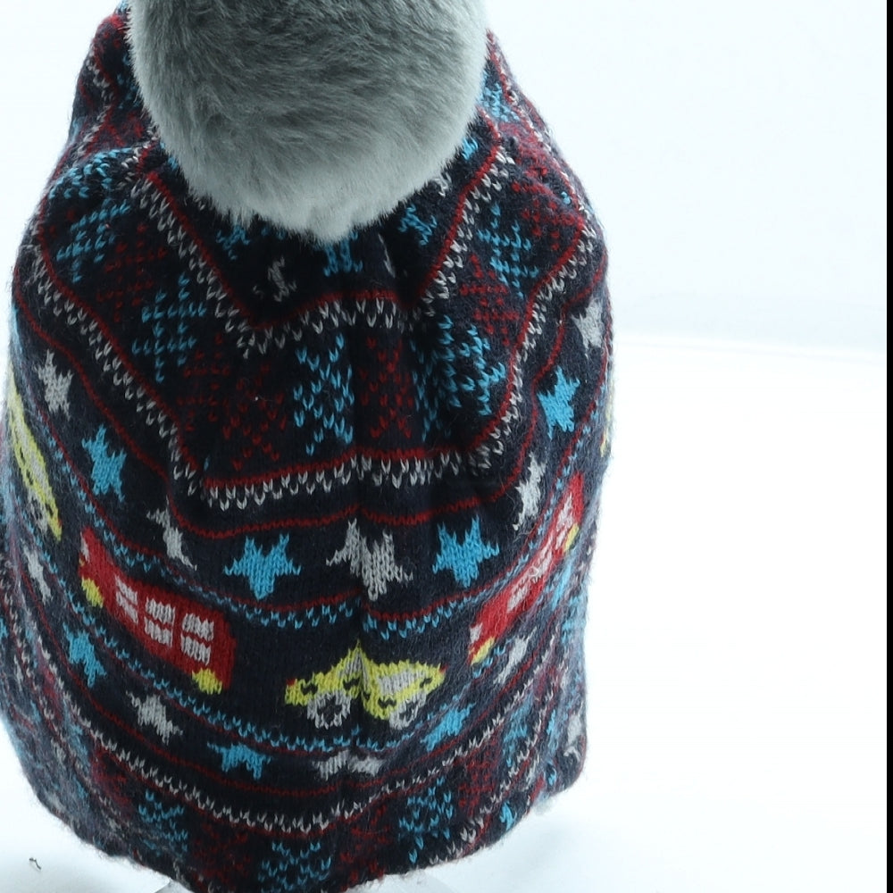 George Boys Multicoloured Fair Isle Acrylic Bonnet Size S - Traffic Pom Pom