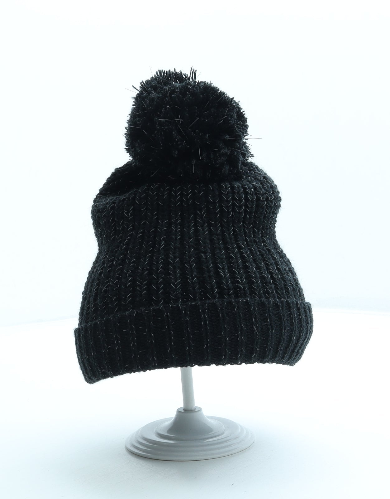 Preworn Girls Black Acrylic Bobble Hat One Size