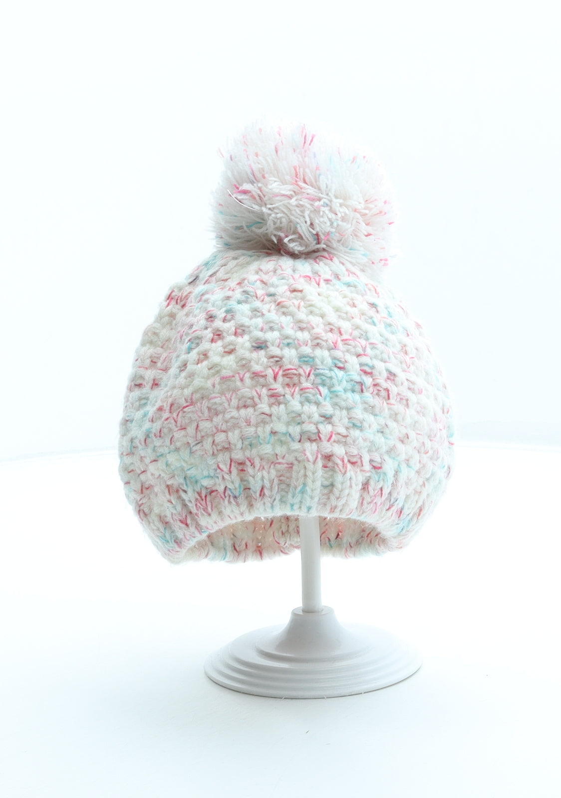 George Girls Multicoloured Acrylic Bobble Hat Size S