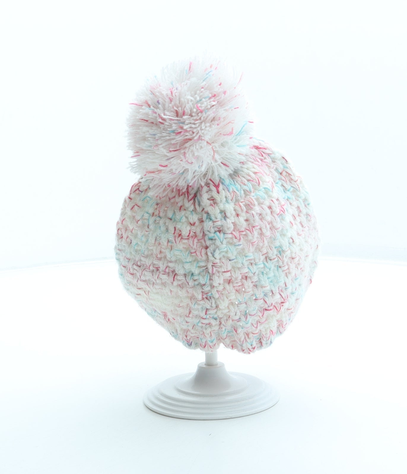 George Girls Multicoloured Acrylic Bobble Hat Size S