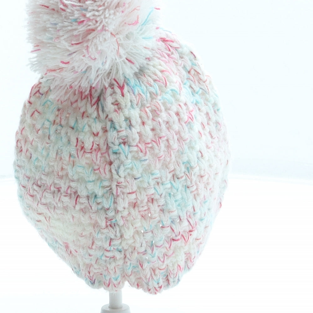 George Girls Multicoloured Acrylic Bobble Hat Size S