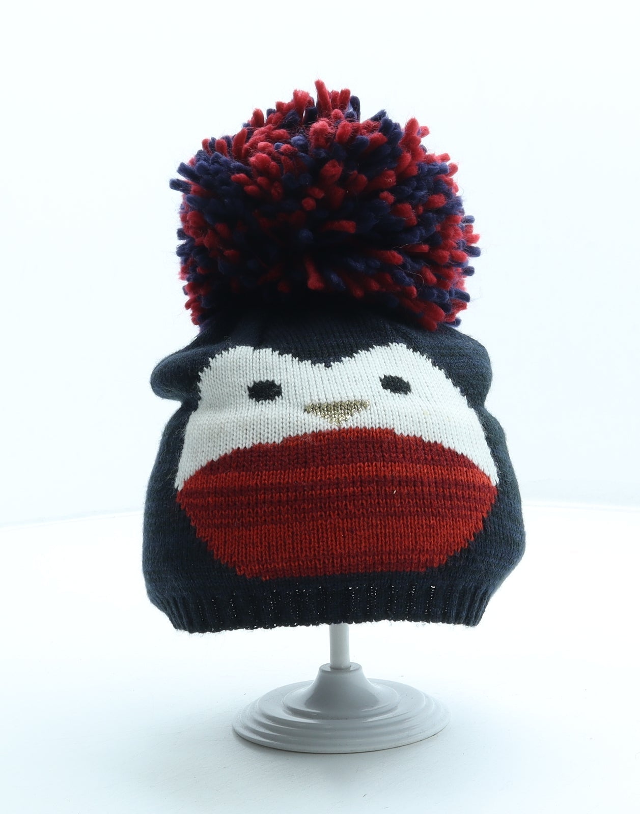 Preworn Womens Multicoloured Acrylic Bobble Hat One Size - Robin Penguin