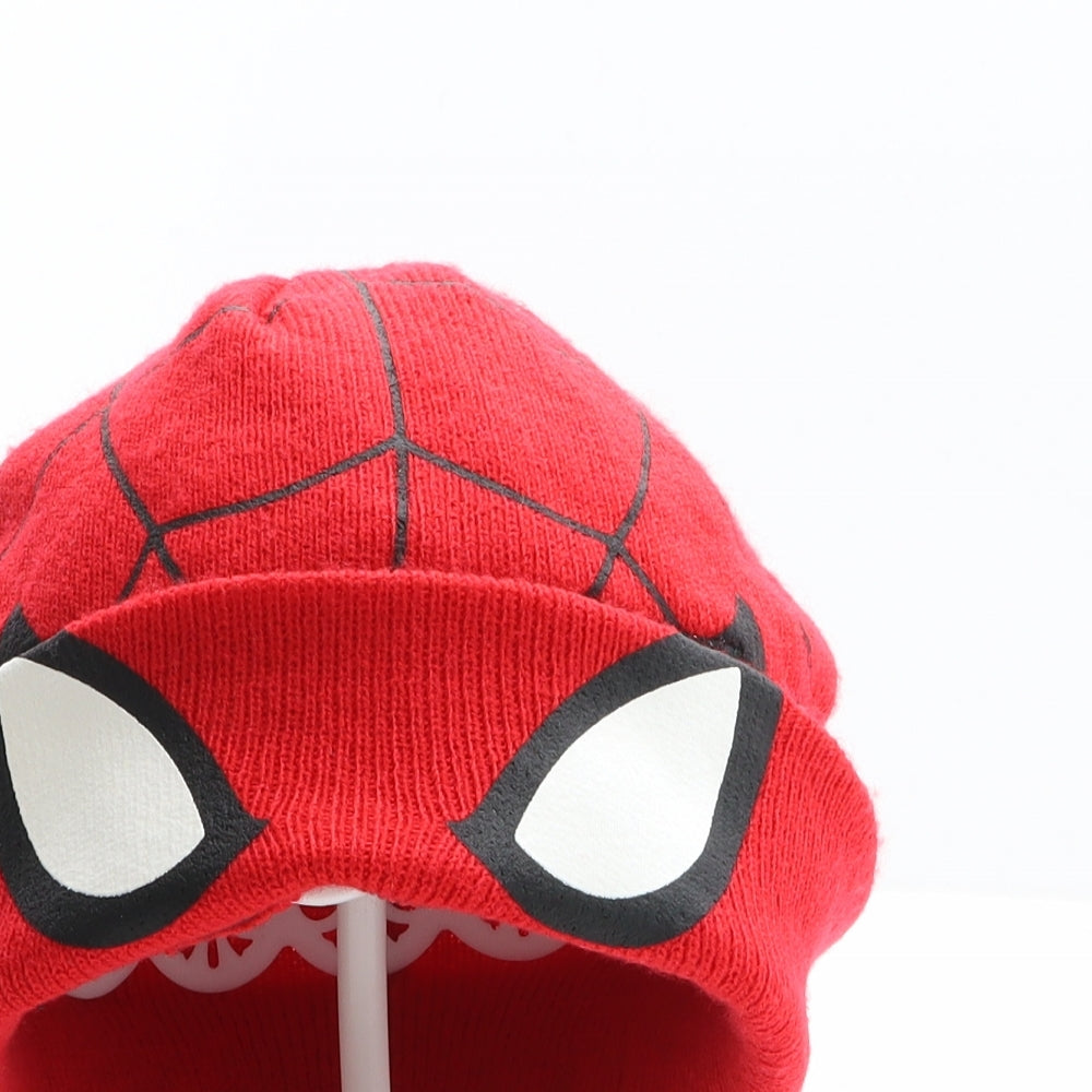 George Boys Red Acrylic Beanie One Size - Hidden Panel, Spiderman, Marvel