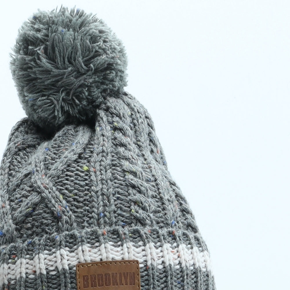 Primark Boys Grey Polyester Bobble Hat Size S