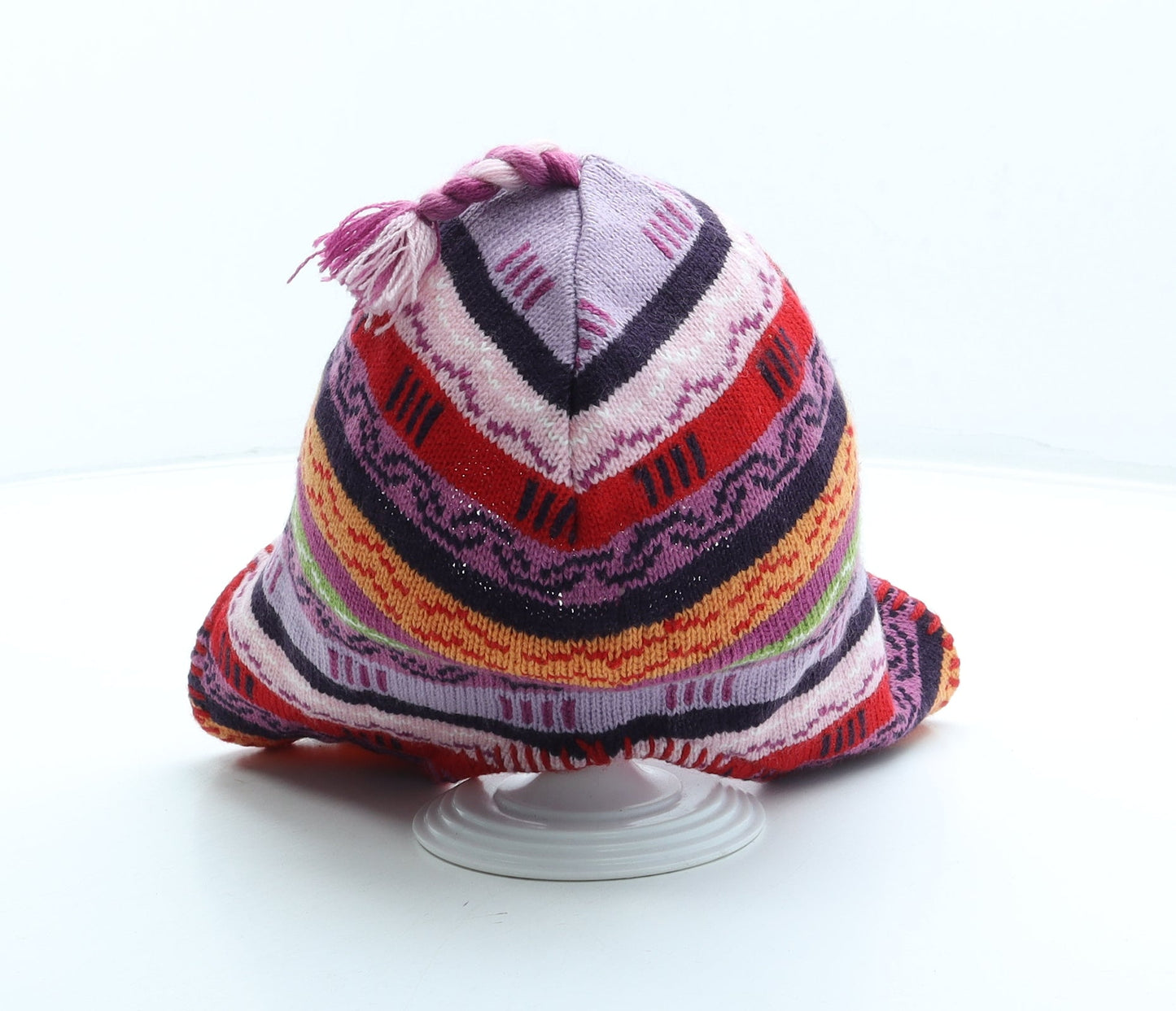 Preworn Girls Multicoloured Fair Isle Acrylic Bonnet One Size