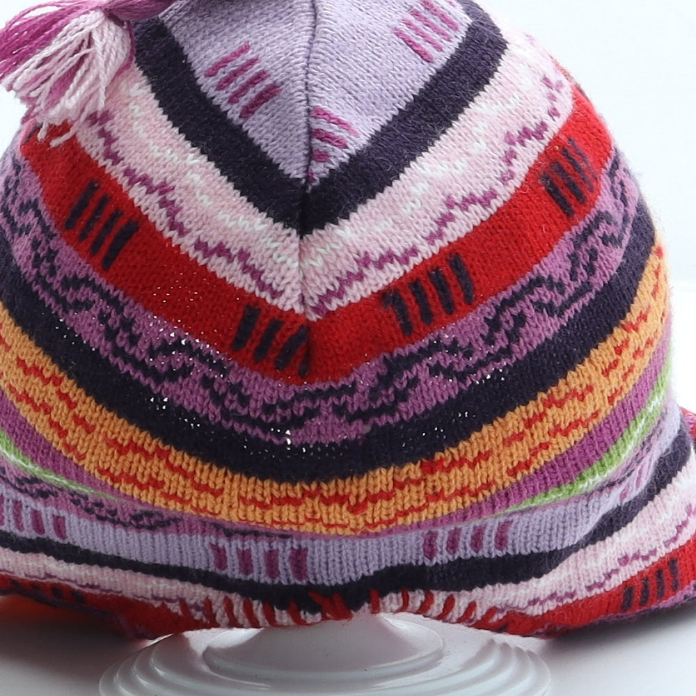 Preworn Girls Multicoloured Fair Isle Acrylic Bonnet One Size