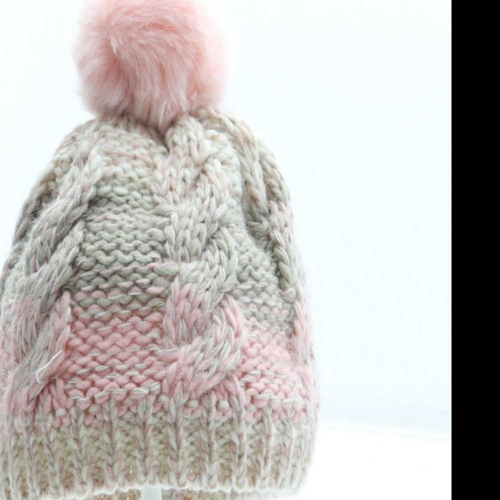 George Girls Pink Acrylic Bobble Hat Size S