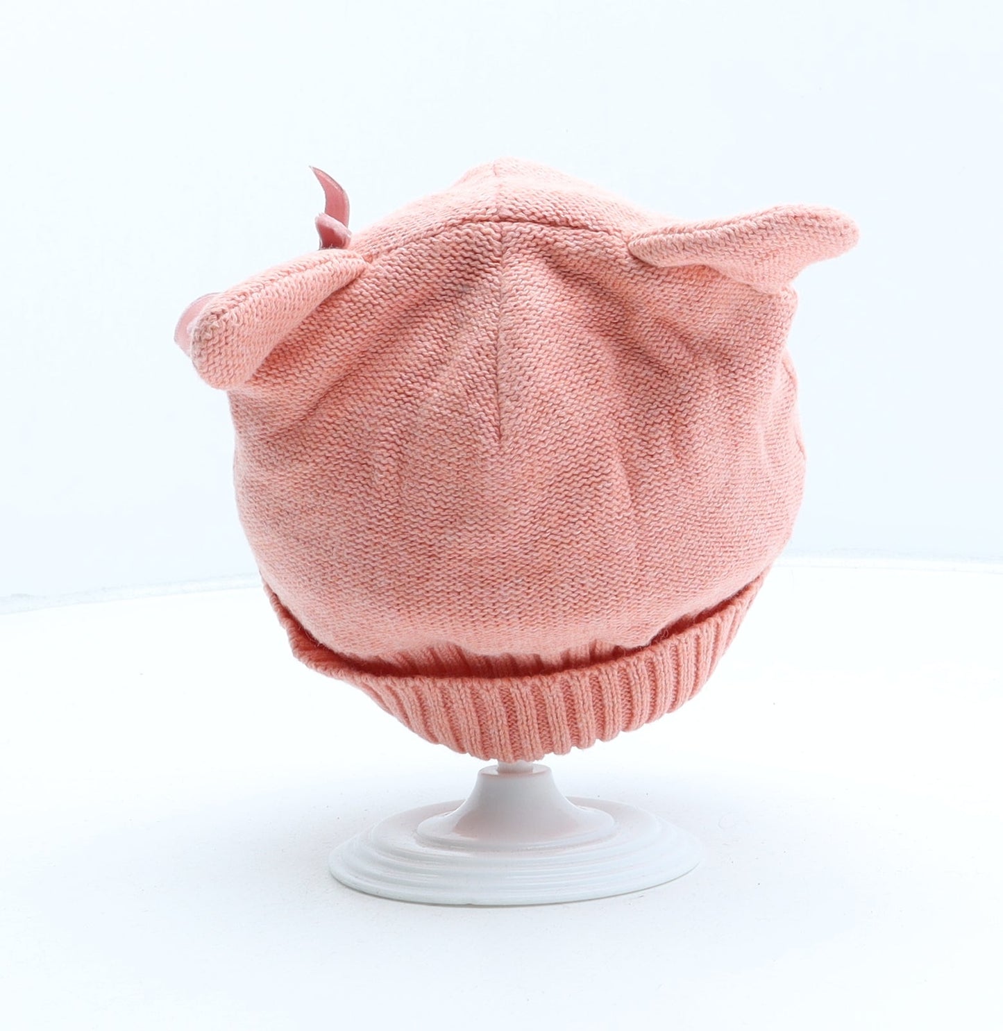 Preworn Girls Pink Acrylic Beanie One Size - Bear