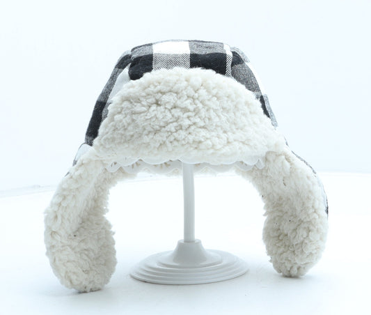 F&F Boys Black Check Polyester Trapper Hat One Size