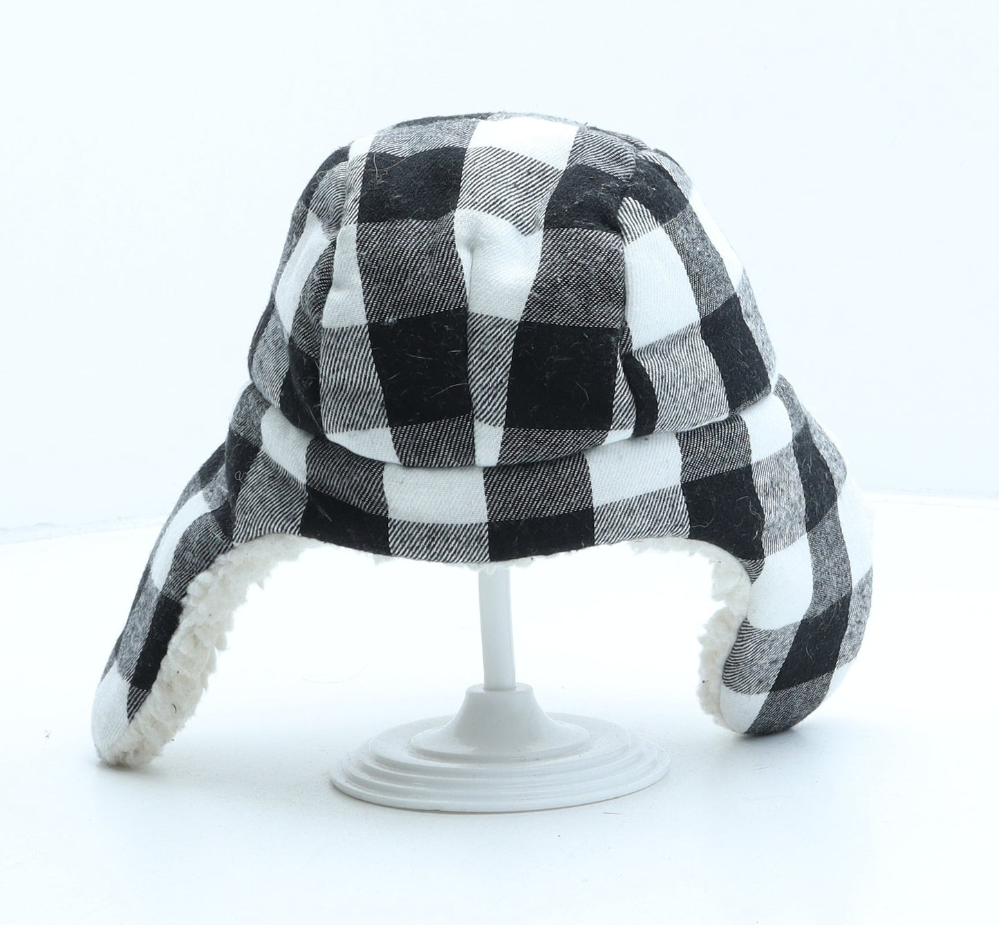 F&F Boys Black Check Polyester Trapper Hat One Size