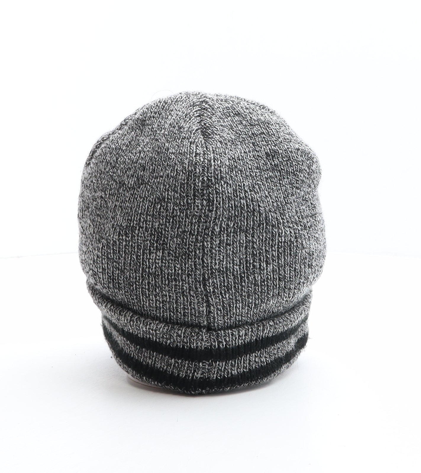 Pep&Co Mens Grey Striped Acrylic Beanie One Size