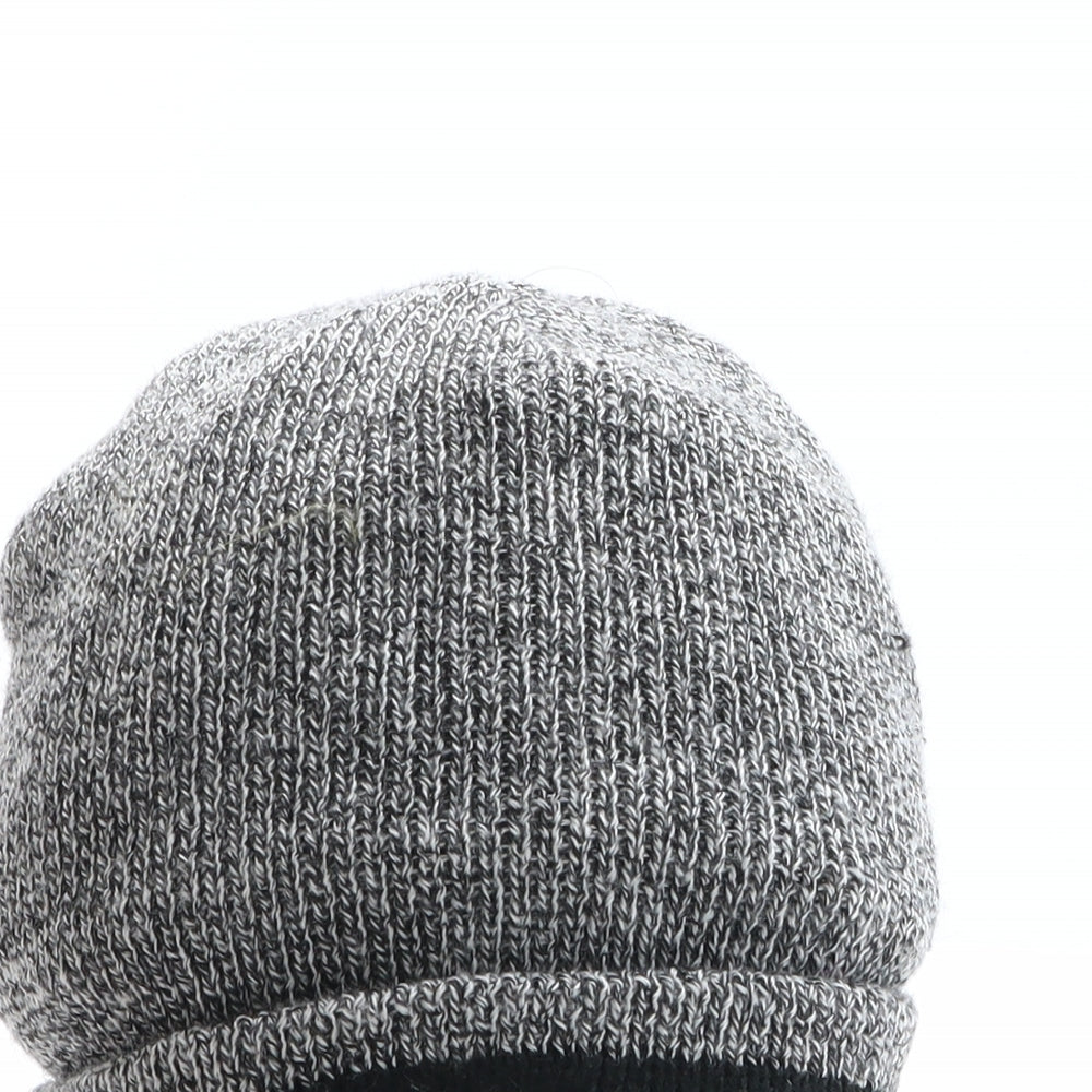 Pep&Co Mens Grey Striped Acrylic Beanie One Size